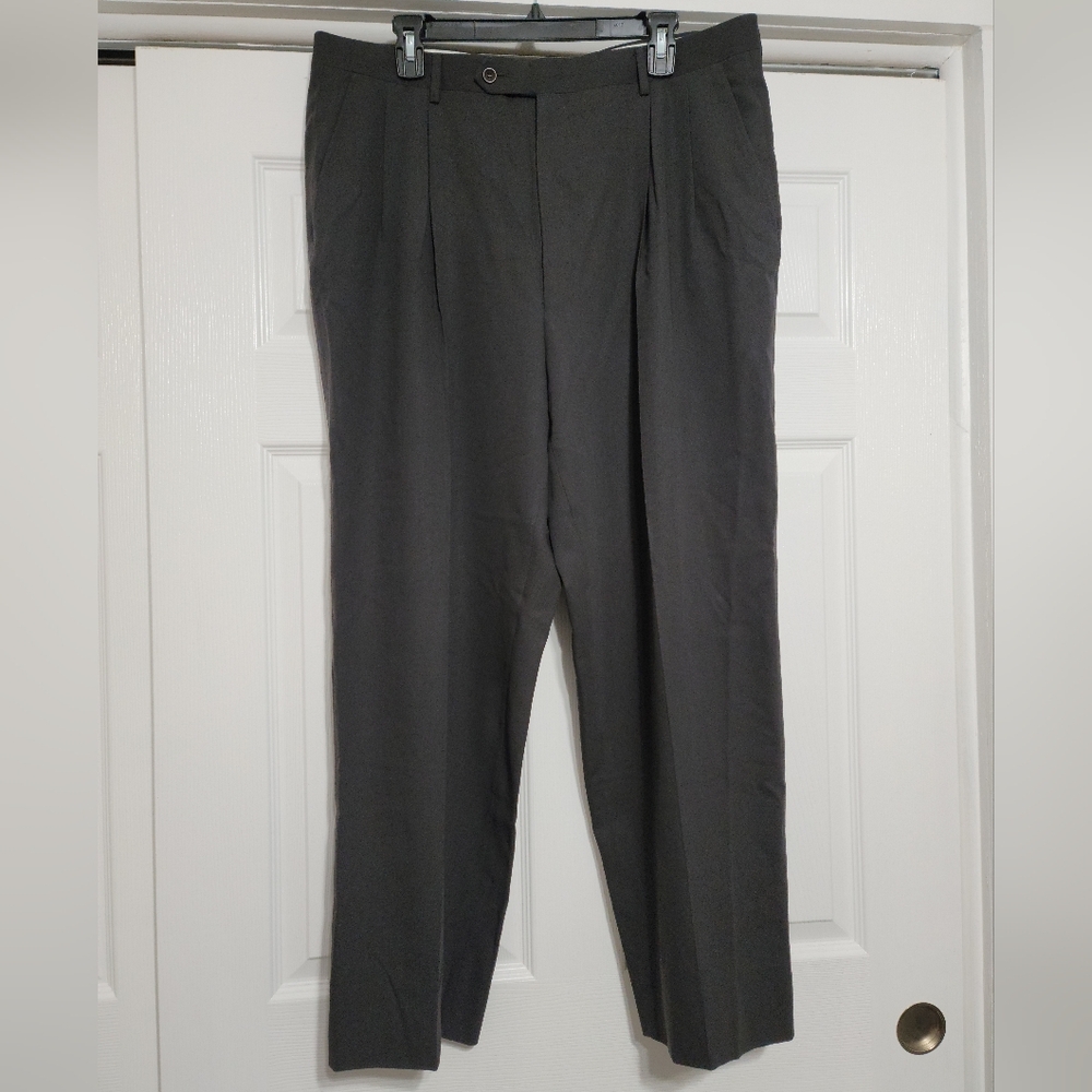 Canali Proposta Gray Pleated Slacks Pants 38x29 100% Pure Wool Made In Italy